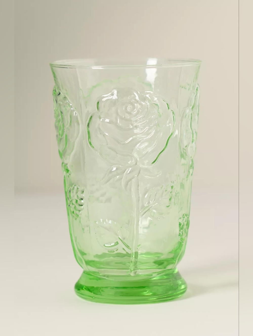 Anthropologie Rosette Green Juice Glasses, Set of 2